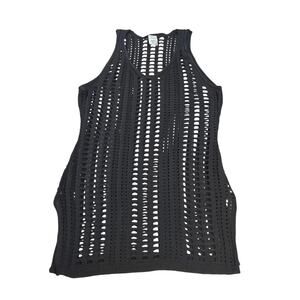 Cha Cha Black Sleeveless Knit Mini Dress Side Slits Women’s Size L